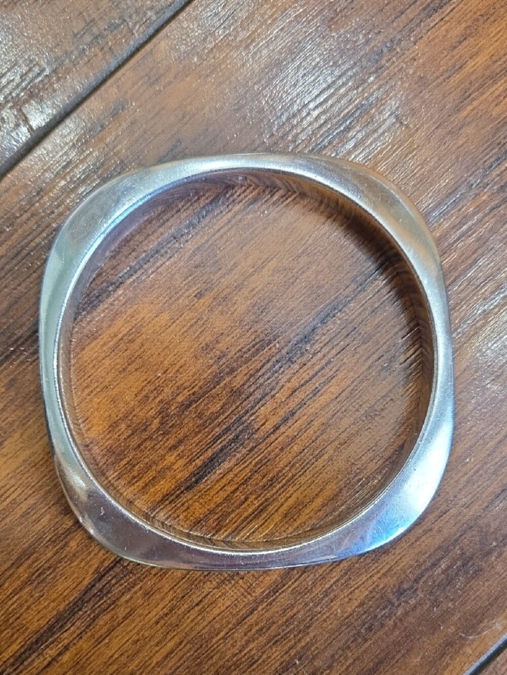Sterling 27g Silver Silver-Tone Square/Round Cuff Bracelet